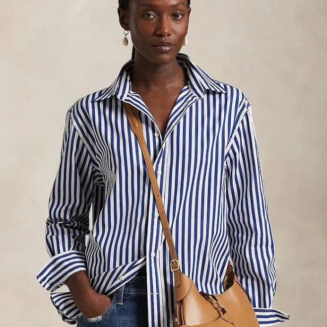 Polo Ralph Lauren Women's Oversize Fit Striped Cotton Shirt