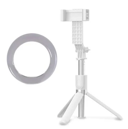 Selfie Stick Foldable Monopod Tripod with LED Fill Light Shutter Remote Control, Size: White