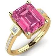 18K Yellow Gold Emerald Cut Pink Tourmaline Engagement Ring Sohniel
