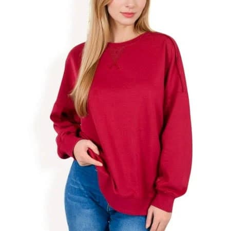 Women's Oversized Crewneck Sweatshirt with Drop Shoulders