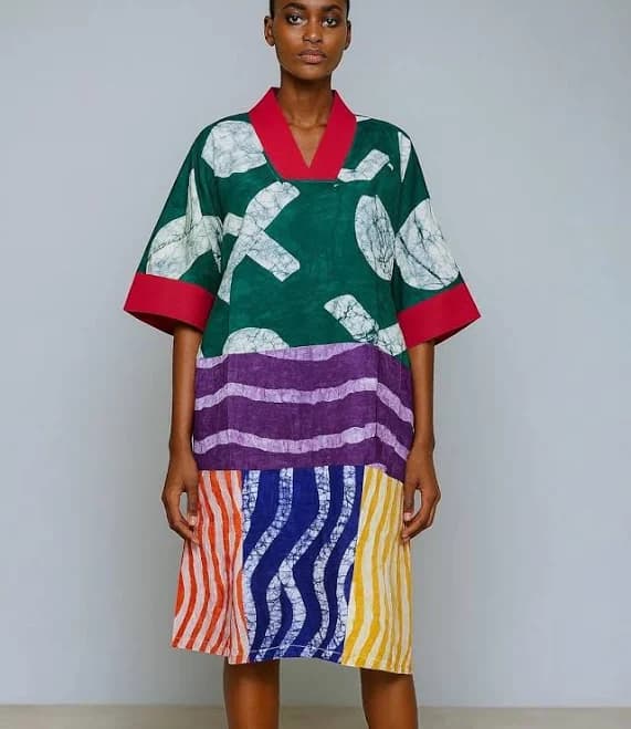 Nigerian Ankara Style Batik Cotton Midi Dress