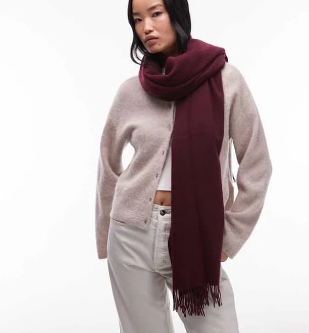 & Other Stories premium fringed edges pure wool scarf