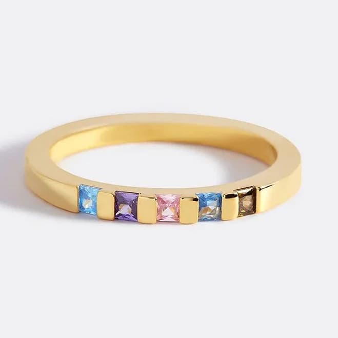 Mint & Lily 925 Sterling Silver Princess-Cut Birthstone Inspirational Ring