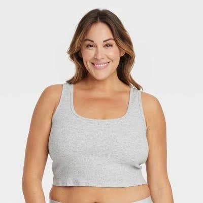 Auden Women's Ribbed Cropped Cotton Blend Tank Top