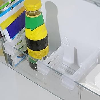 Amazon.com: ASTIMESA 8 Pcs Adjustable Clear Fridge Divider Set, Retractable Fridge Door Organizer Clip, Snap-On Unexpanded: 3.1 x 1.9 Inches (8 x 5 cm) Expanded: 4.7 x 1.9 Inches (12 x 5 cm): Home & Kitchen