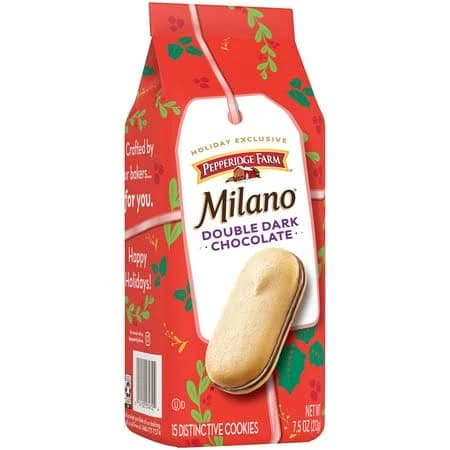 (Pack OF1)Pepperidge Farm Milano Double Dark Chocolate Holiday Cookies, 7.5 oz Bag