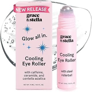 Under Eye Brightener with Cooling Metal Rollerball - Centella Asiatica & Caffeine Eye Serum for Puffy Eyes - Travel Essentials - Under Eye Cream - Travel Essentials (15ml / 0.51floz)