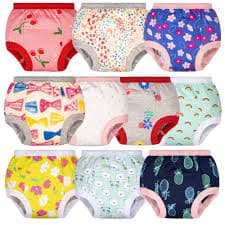 BIG ELEPHANT Washable & Reusable Baby Girls' Potty Training Pants, 3T, 10-Pack Toddler Underwear - Walmart Business Supplies