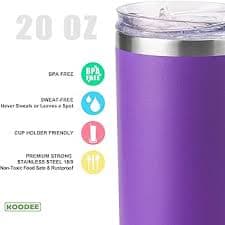 Amazon.com | koodee 20 oz Skinny Tumbler with Straw, Stainless Steel Double Wall Insulated Slim Tumbler for Women/Men Diy Birthday Gift (Purple): Tumblers & Water Glasses
