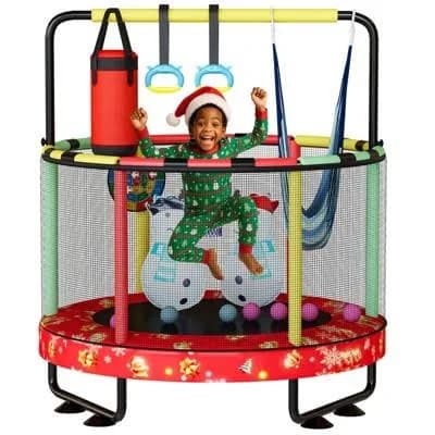 HOOSENG 55" 7-in-1 Round Trampoline