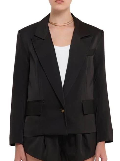Grey Lab Women's One-Button Satin Blazer