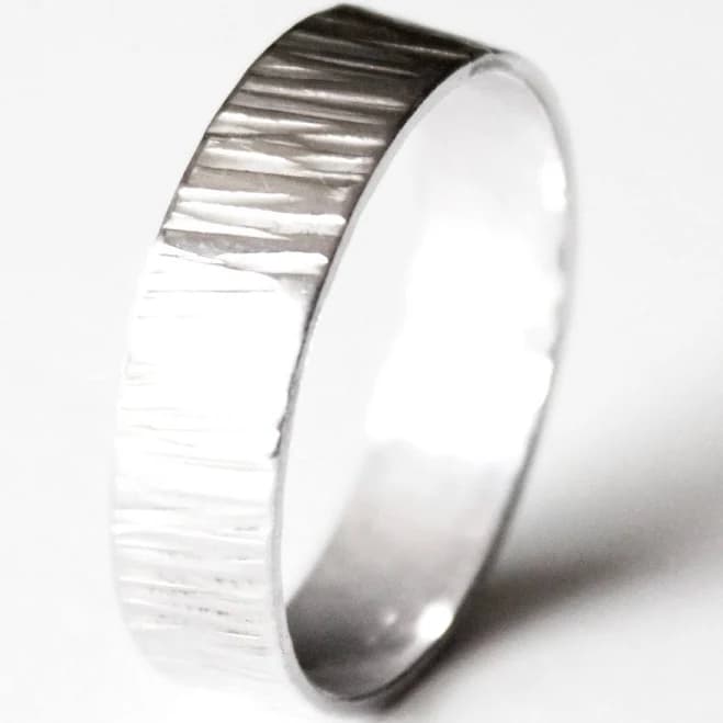 Hammered Sterling Silver Bark Promise Ring