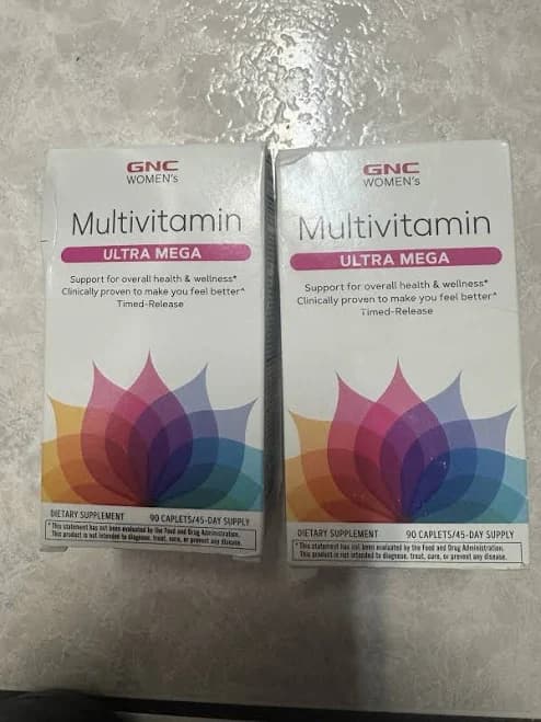 2 Lot Of Gnc Women's Multivitamin Ultra Mega 90 Caplets Total 180 Exp