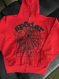 Sp5der Worldwide Red Zip Up Studded Hoodie Size XS (NEW) 100% Authentic