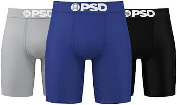 PSD Men's La Blue Solid Cotton Boxer Briefs (3-Pack)