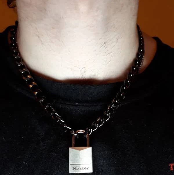 Goth Punk Silver Padlock Chain Necklace