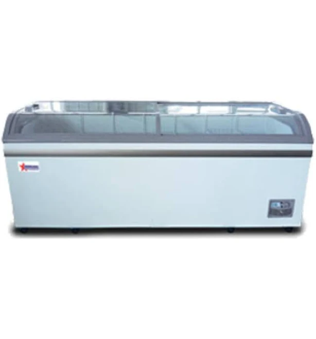 Omcan 79" Ice Cream Display Chest Freezer with Curve Glass Top