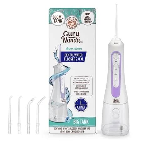 Gurunanda Cordless Water Flosser 2.0 XL 380ml Tank 4 Modes