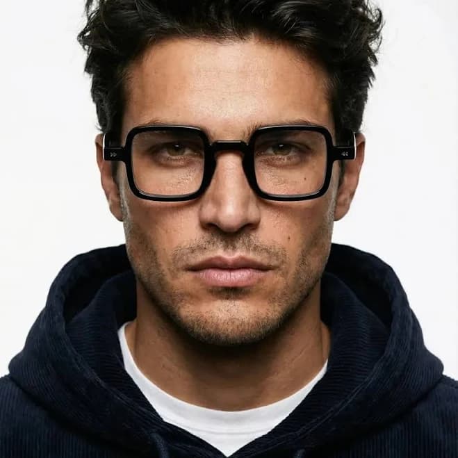 Elklook Bones Classic Square Glasses Unisex Black Frames Prescription Blue Light