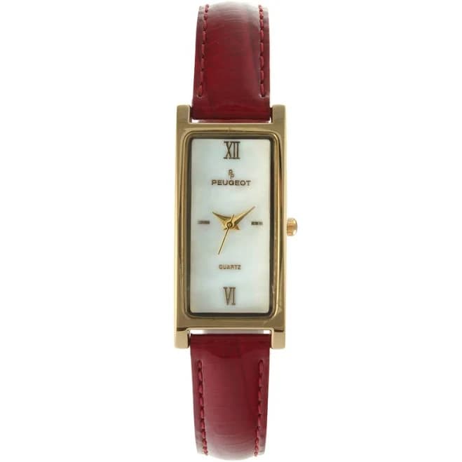Peugeot Women's Rectangular Gold-Tone Case Watch Glossy
