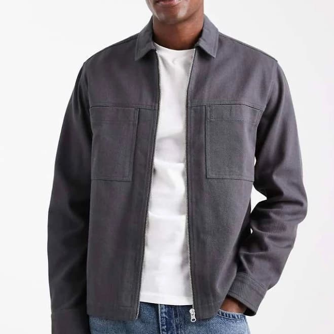 ASOS DESIGN Heavyweight Cotton Twill Zip-Up Overshirt
