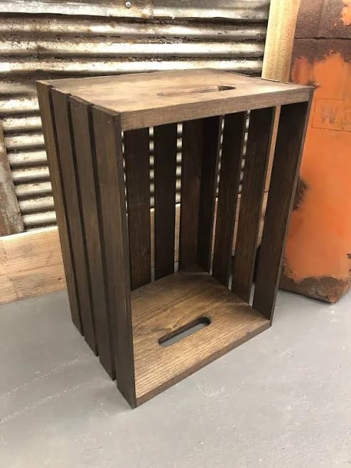 Wooden Crates 2 Pack, Rustic Handmade Wood Crate with Handles, Durable Large Wooden Crates for Display & Decor, Brown