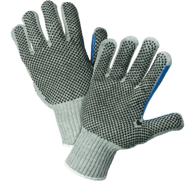 West Chester 712SKBSGT/L Heavy Weight Cotton/Polyester Gloves with PVC Dotted Grip, Double-Sided w/ Extended Thumb Crotch, Gray, Size Large