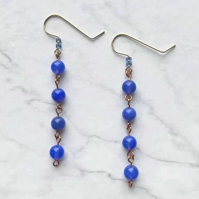 Glass Bead Dangle Drop Earrings
