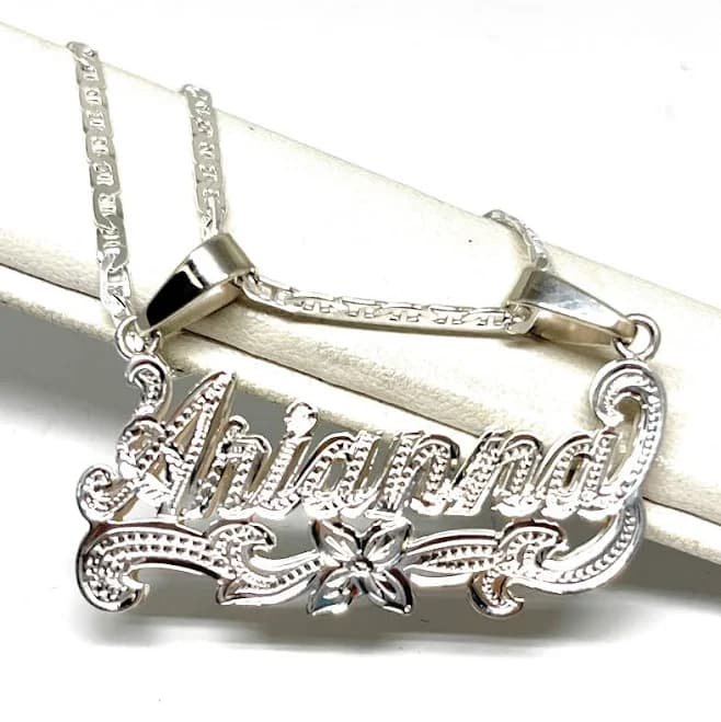 .925 Silver Custom 3D Double Name Illusion Nameplate Pendant Necklace