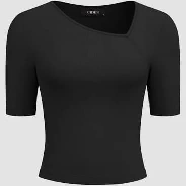 Women's Asymmetrical Neck Short Sleeve Soft Breathable Tee