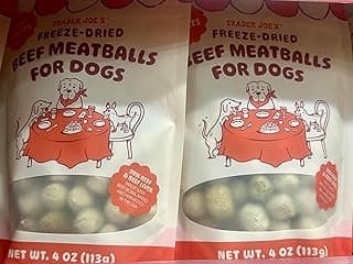 Trader Joe's Freeze-Dried Beef Meatballs for Dogs, 99% Beef and Liver, USA Raised, 4 oz, Training Treats and Snacks