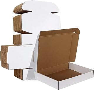 12x9x2 inches Shipping Boxes Set of 25, White Corrugated Cardboard Box Literature Mailer