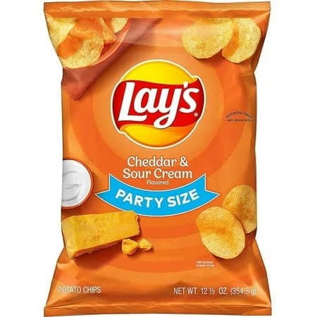 Pack of 1 Lay's Potato Chips, Cheddar and Sour Cream Snacks, Party Size, 12.5oz Bag, Size: Normal