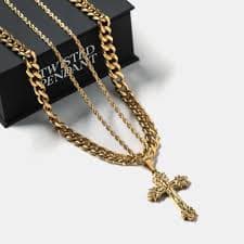 18K Gold Cross Necklace Pendant for Men - Vintage Styled Crucifix Cross Chain Necklace - Mens Necklace - Large Cross Necklace Gifts for Him - Etsy UK