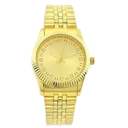 Gold-tone Classic Ladies clubbing business watch 63mm 10mm thick. Gold dial, 16mm wide Gold-tone metal link bracelet fits 7 inches wrist, Men's, Size: