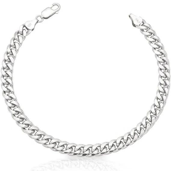 925 Sterling Silver Cuban Link Chain Bracelet