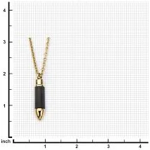 Stainless Steel Gold IP & Carbon Graphite Bullet Pendant with Chain