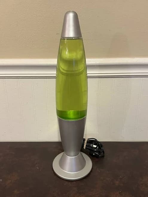 Music Notes Lava Lamp Motion And Glitter Green Liquid Silver Base Rare