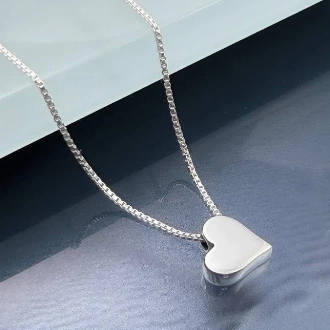 Sterling Silver Minimalist Heart Pendant Necklace
