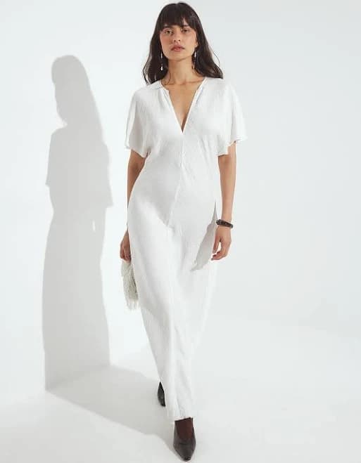 NA-KD Crinkle Short Sleeve Maxi Dress