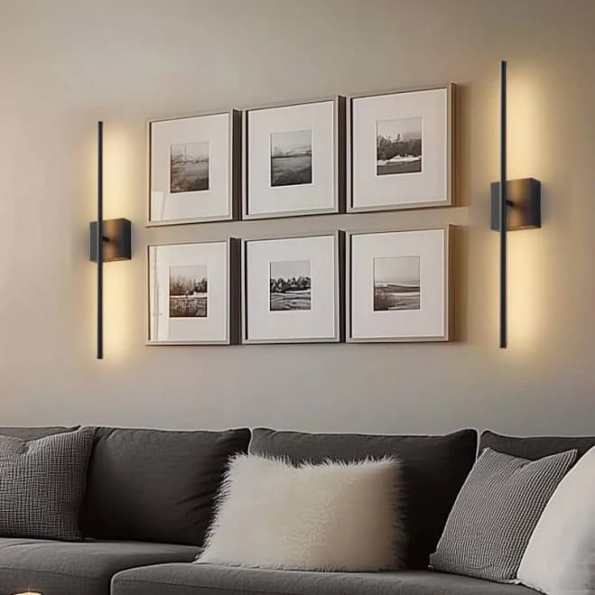 NIORSUN 35.4 Inch Battery Operated Wall Sconce Set of 2,Black Minimalist Rechargeable LED Wall Lights with Remote, 10 Colors Dimmable Wireless Wall Sconce for Living Room Bedroom Hallway