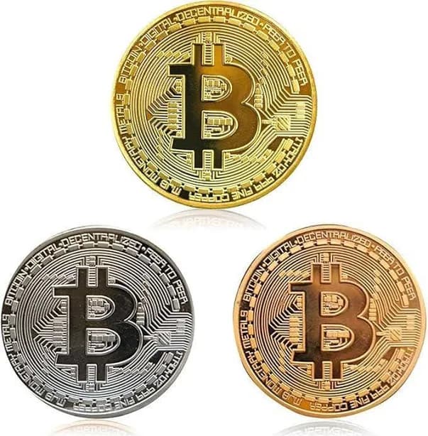 Bitcoin Coins - Set of 3 - Gold Bitcoin Coins / Silver Bitcoin Coins / Bronze Bitcoin Coins - Gold Plated Bitcoin Collectible Coin
