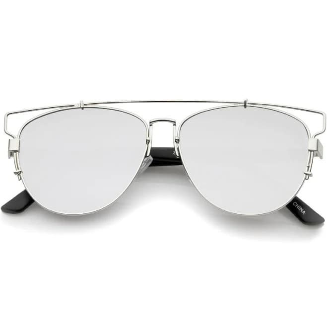 Adult sunglass.la Sunglassla Technologic Full Metal Crossbar Flash Mirror Flat Lens Aviator Sunglasses