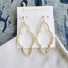 Kendra Scott White Crystal Gold Earrings - | Mercari