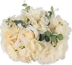 Amazon.com: Bokknppo Artificial Flowers Ball Centerpieces 10 Pcs Fakeflowers White Silk Rose Hydrangeas Floral Arrangements Bouquet for Wedding Centerpiece Party Decorations,16 * 8in (Champagne) : Home & Kitchen
