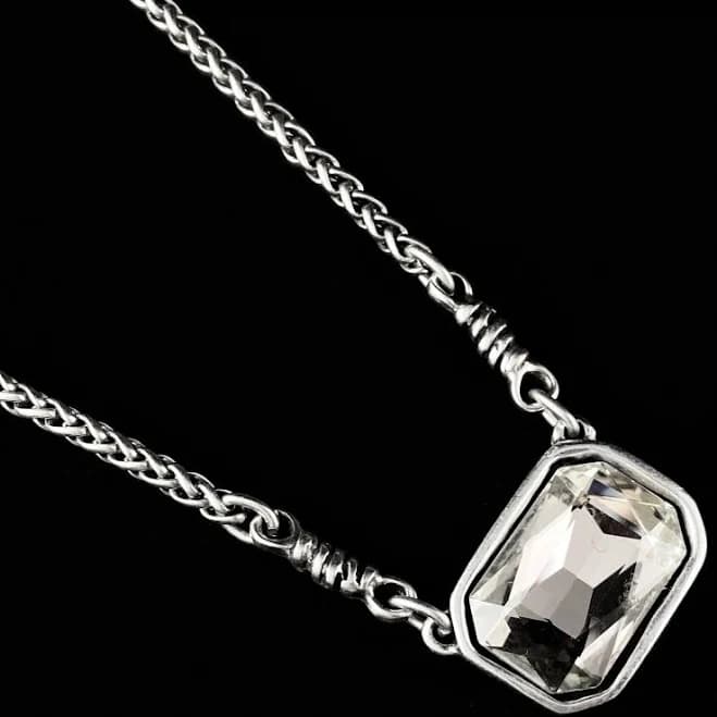 Handmade Rectangle Crystal Rope Chain Necklace