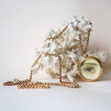 Gold Lover's Eye Locket and Long Guard Chain Necklace – Badger's Velvet