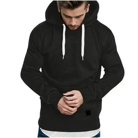 Men's Classic Fit Long Sleeve Cotton Hoodie with Drawstring