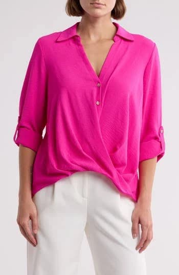 Chenault Surplice Long Sleeve Wrap Top