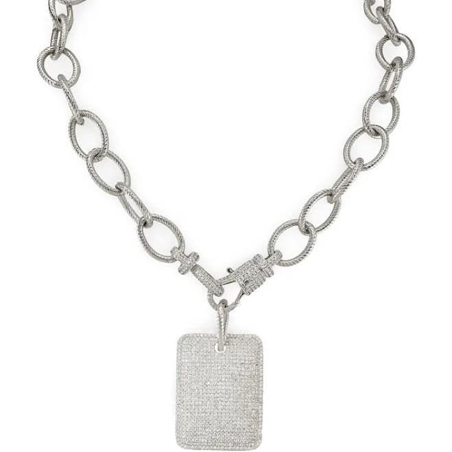 Love Lisa Regina Pave Dog Tag Necklace